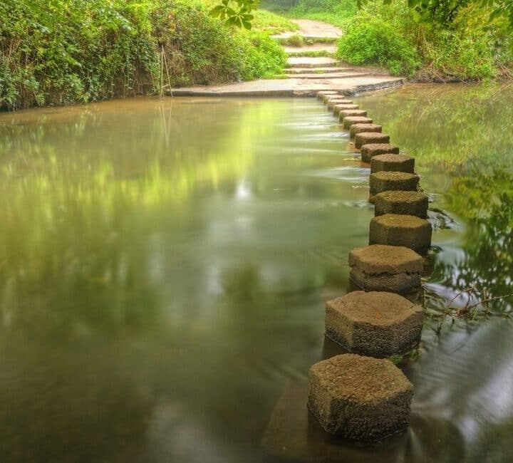 tranquil river with stepping stones over How to increase productivity in business